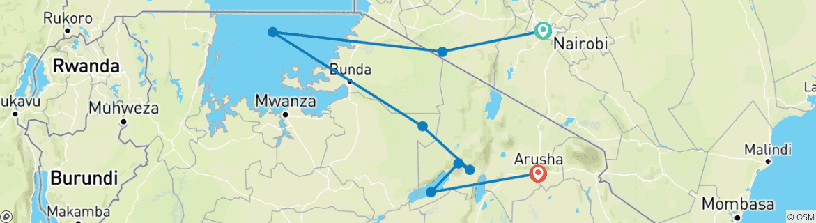 Karte mit der Reiseroute