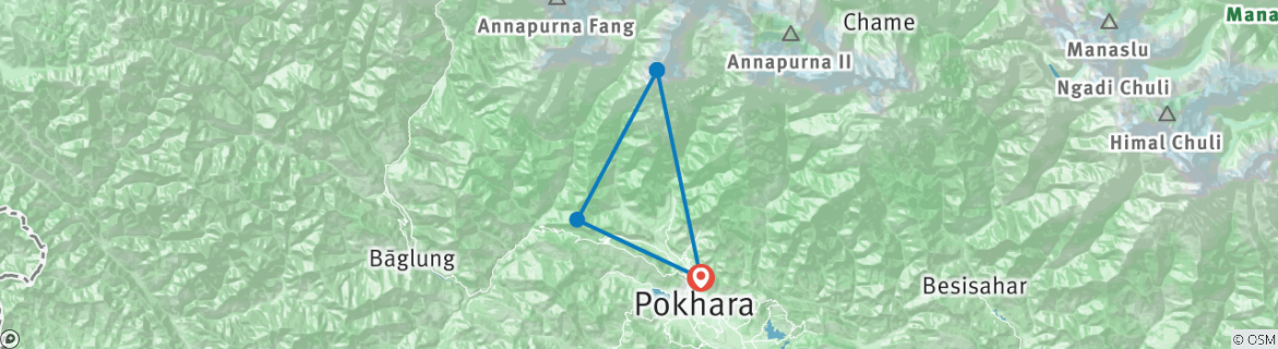 Map of Mardi Himal Adventure Trek 7 days