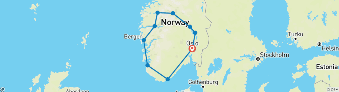 Carte du circuit Fjords norvégiens