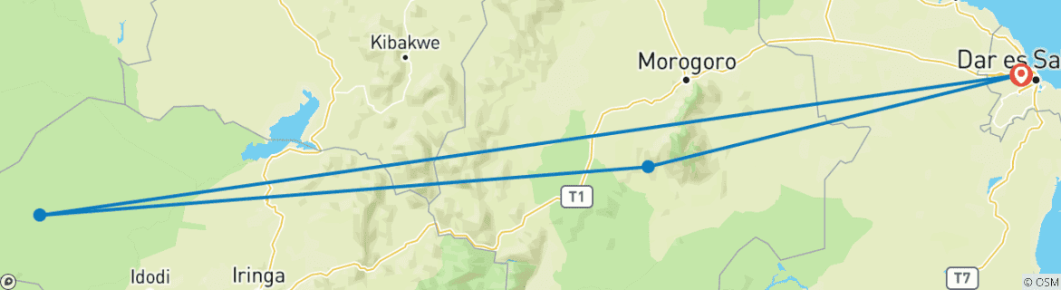 Image d'une carte montrant l'itinéraire du circuit