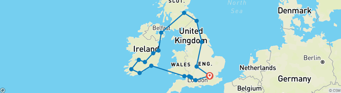 Map of Highlights of Britain & Ireland