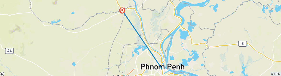 Foto van een kaart met de route van de rondreis