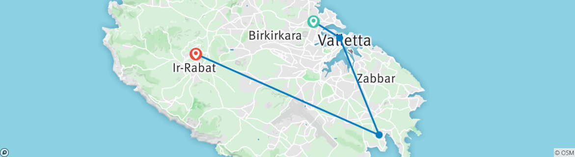 Map of Easy Pace Malta (Classic, 6 Days)