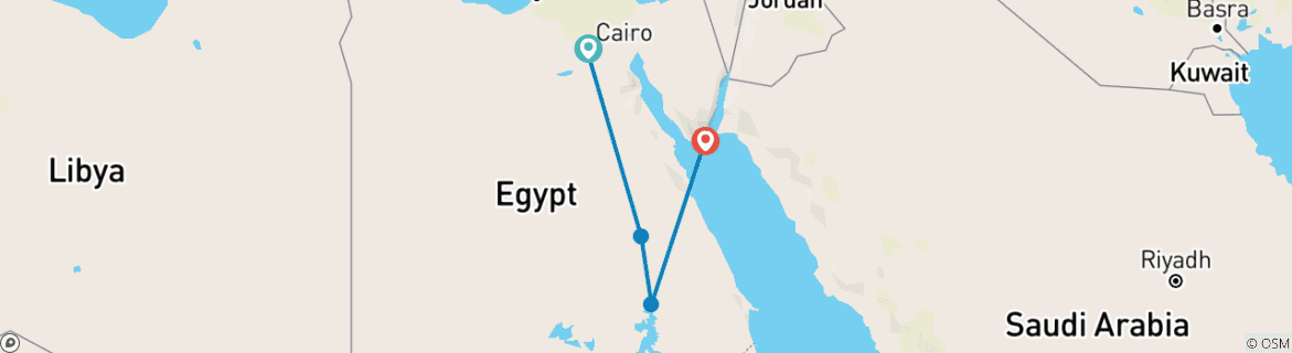 Foto van een kaart met de route van de rondreis