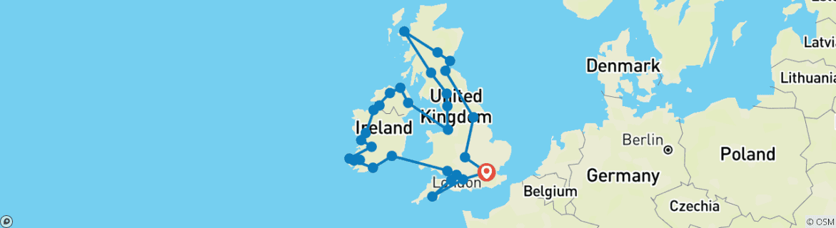 Carte du circuit Grande-Bretagne et Irlande en profondeur