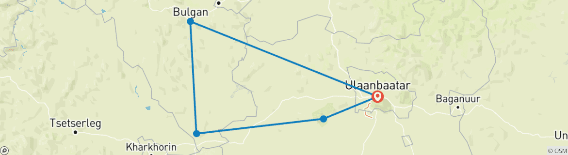 Carte du circuit Essence de la Mongolie - 3 jours