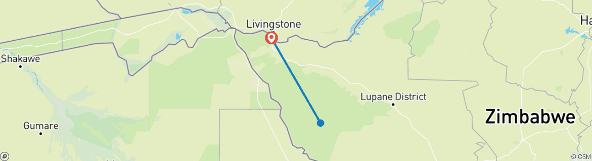 Map of 4 Days Hwange and Victoria Falls Breakaway