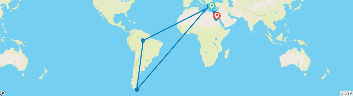 Image d'une carte montrant l'itinéraire du circuit