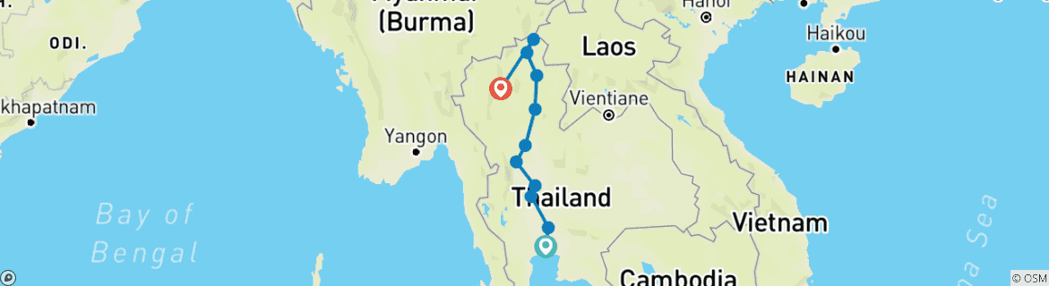 Map of Royal Thailand Experience - 6 Days