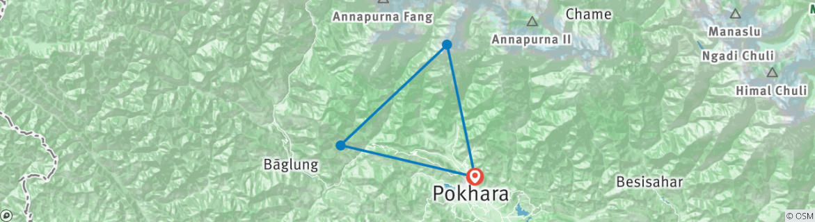 Map of Mardi Himal Trek - 6 Days