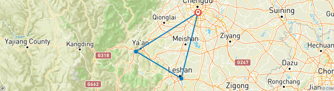 Foto van een kaart met de route van de rondreis