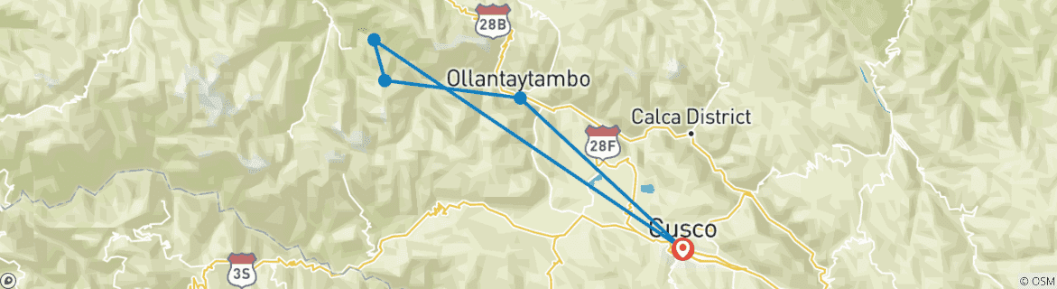 Map of Private Inca Trail to Machu Picchu - 2 Days