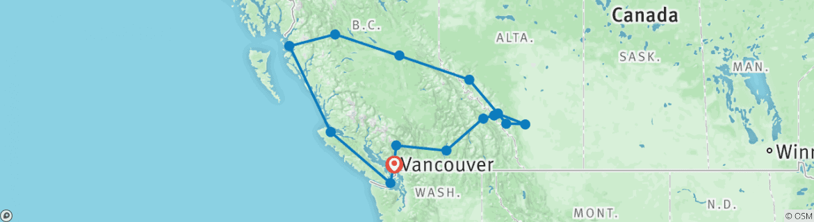 Map of Canadian Rockies Encompassed