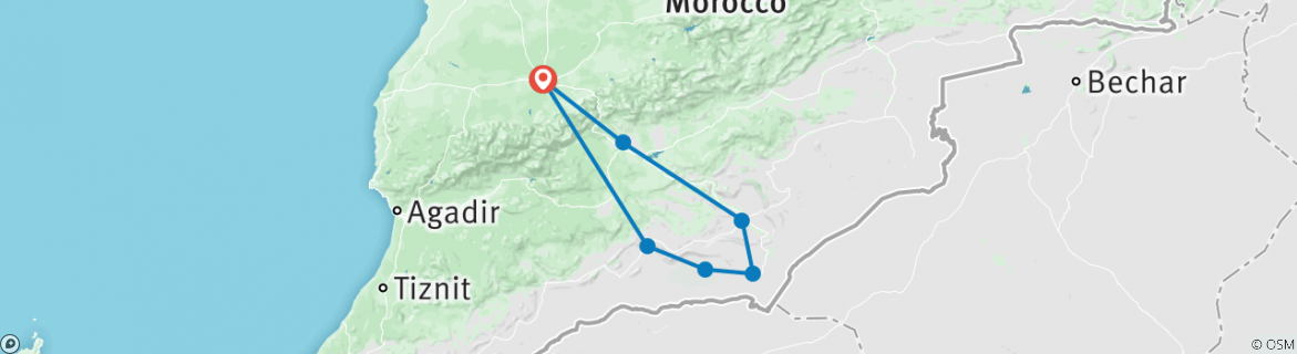 Map of 3 days From Marrakech Erg Chigaga