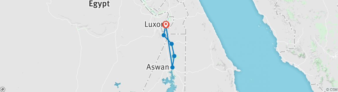 Map of Luxury Nile cruise Luxor & Aswan for 7 nights includes tours