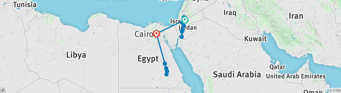 Map of Jordan & Egypt by Felucca (5 & 4 Star Hotels)