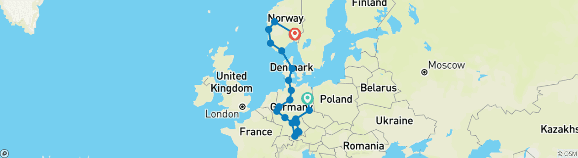 Image d'une carte montrant l'itinéraire du circuit