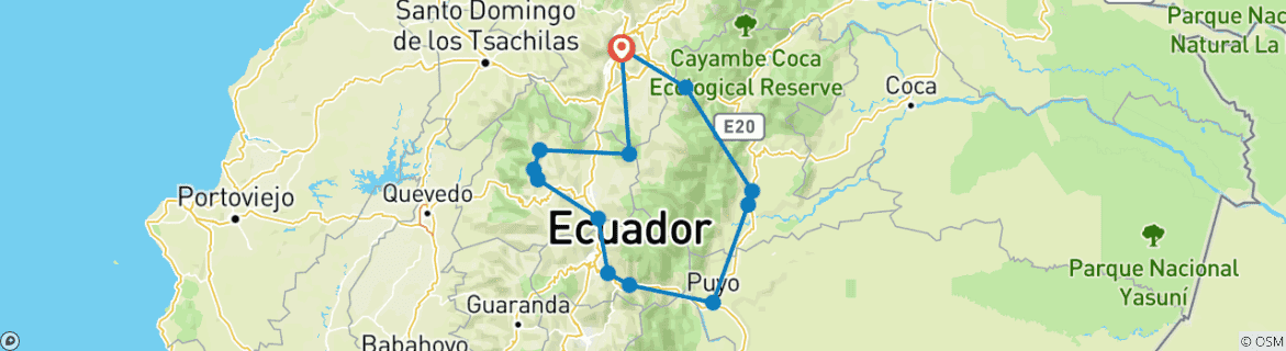 Foto van een kaart met de route van de rondreis