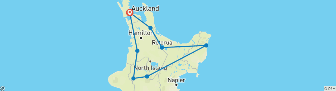 Image d'une carte montrant l'itinéraire du circuit