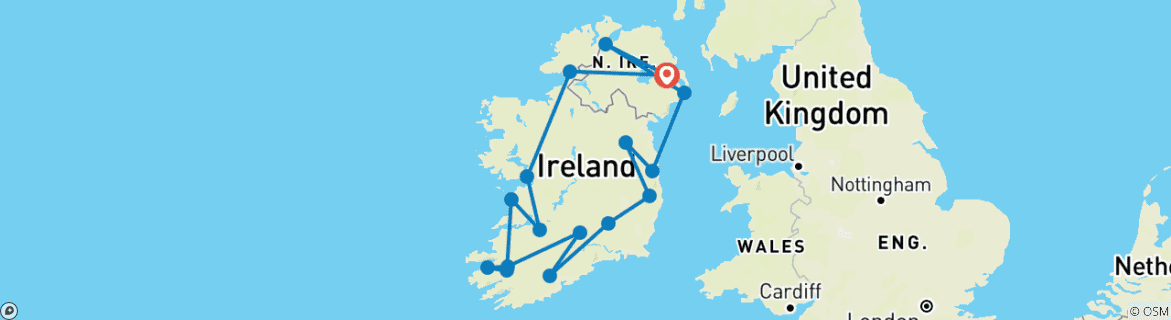 Foto van een kaart met de route van de rondreis