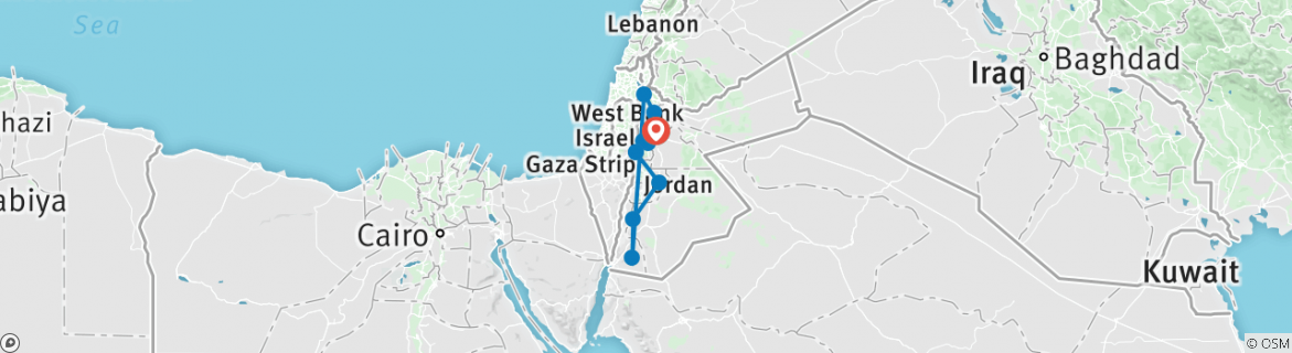 Map of Wonders of Jordan Luxury Private Tour