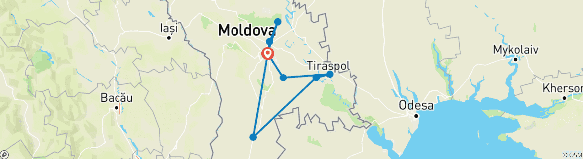 Image d'une carte montrant l'itinéraire du circuit