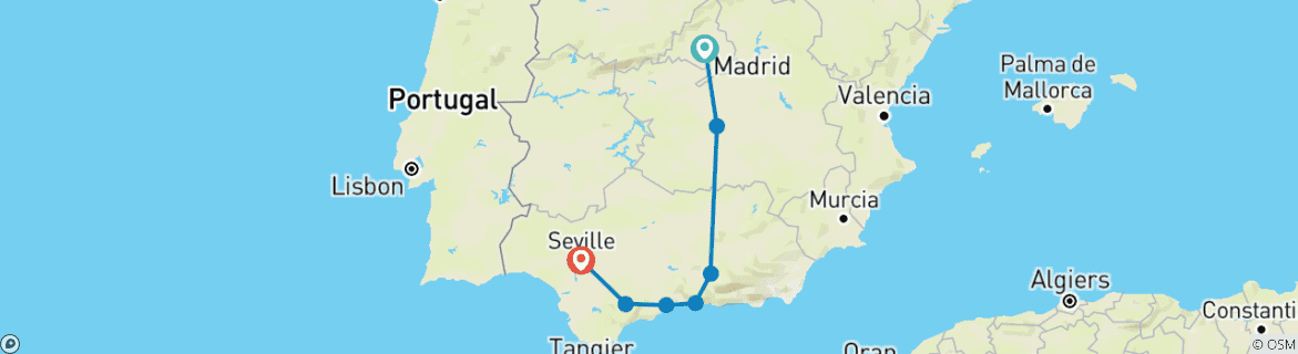 Foto van een kaart met de route van de rondreis
