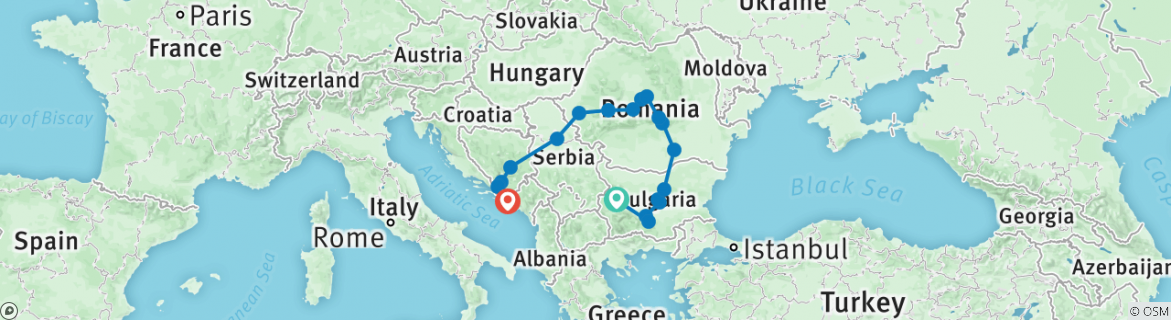 Map of From Sofia to Dubrovnik (20 destinations)