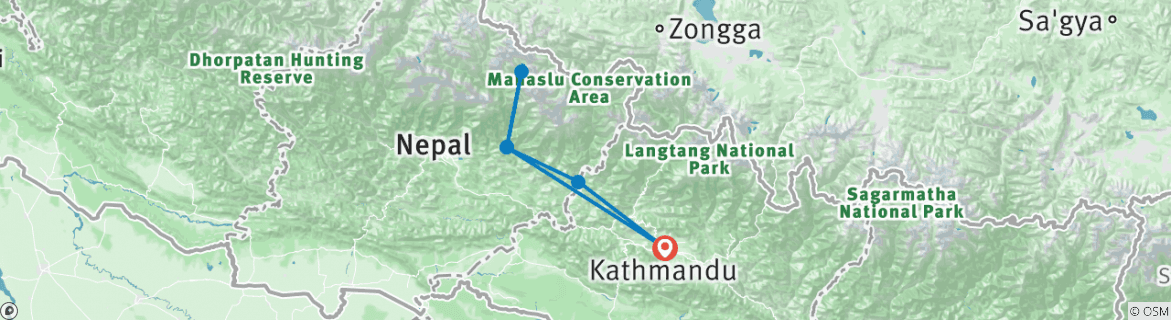 Karte von Manaslu Circuit Trek - 14 Tage