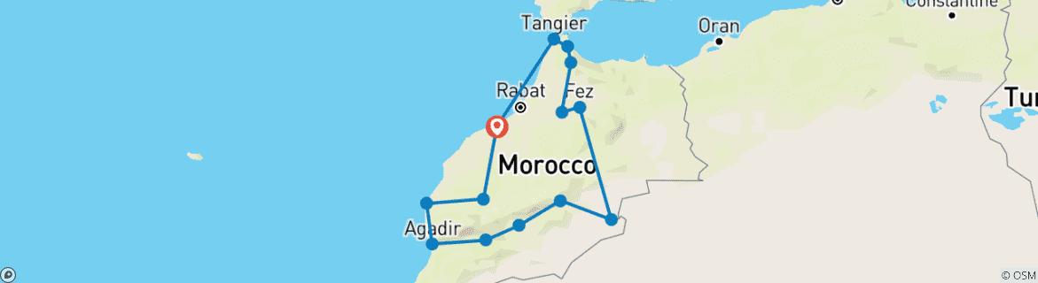 Carte du circuit Grand tour du Maroc en 20 nuits