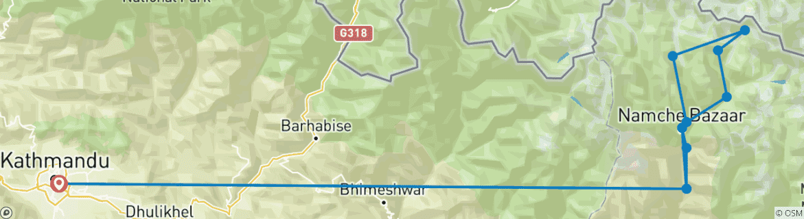 Foto van een kaart met de route van de rondreis