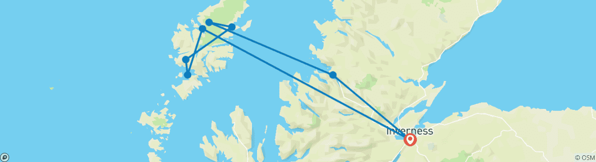 Kaart van Lewis, Harris & de Buiten-Hebriden - een rondreis in kleine groep - vanuit Inverness - 3 dagen