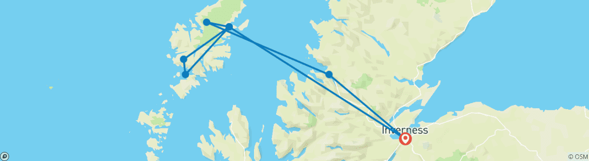 Carte du circuit Circuit de 3 jours en petit groupe au départ d'Inverness pour Lewis, Harris et les Hébrides extérieures