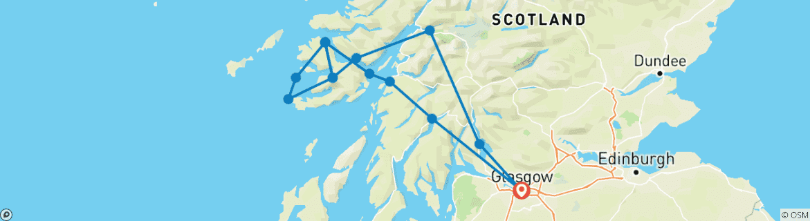 Karte von Isle of Mull und Iona Kleingruppenreise - 3 Tage (ab Glasgow)