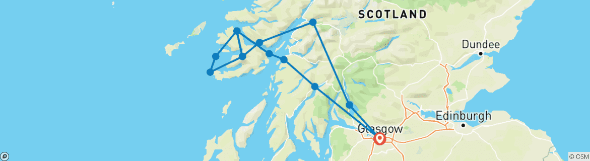 Carte du circuit Circuit de 3 jours en petit groupe de l'île de Mull et de Iona au départ de Glasgow