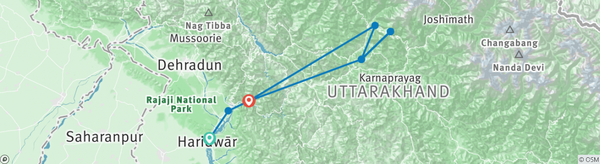 Map of Mystic Himalayan & Ganges River PureQuest