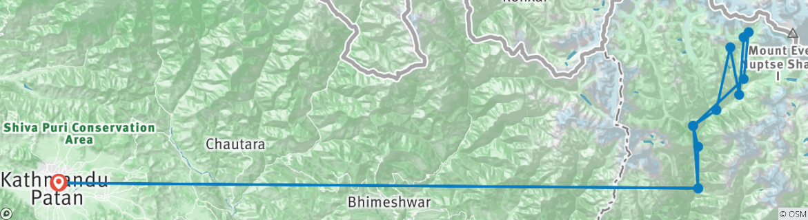 Map of Everest Base Camp Trek-14 days