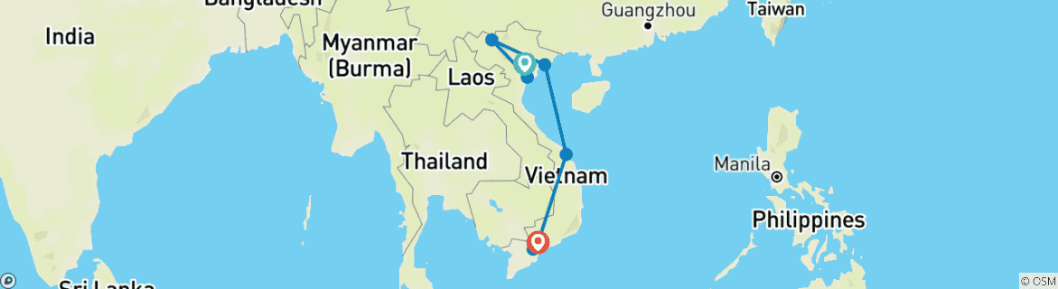 Karte von Das Beste aus Vietnam in 14 Tagen