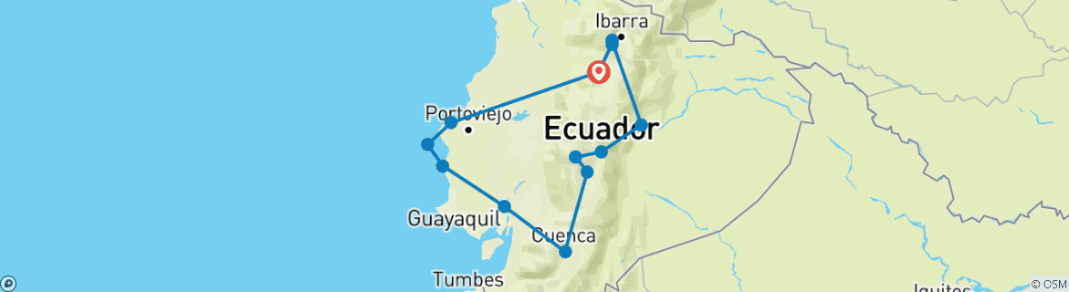 Foto van een kaart met de route van de rondreis