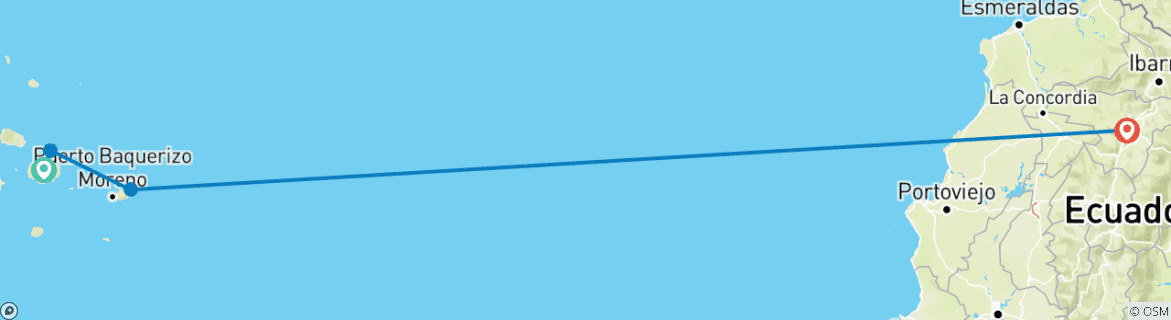 Foto van een kaart met de route van de rondreis