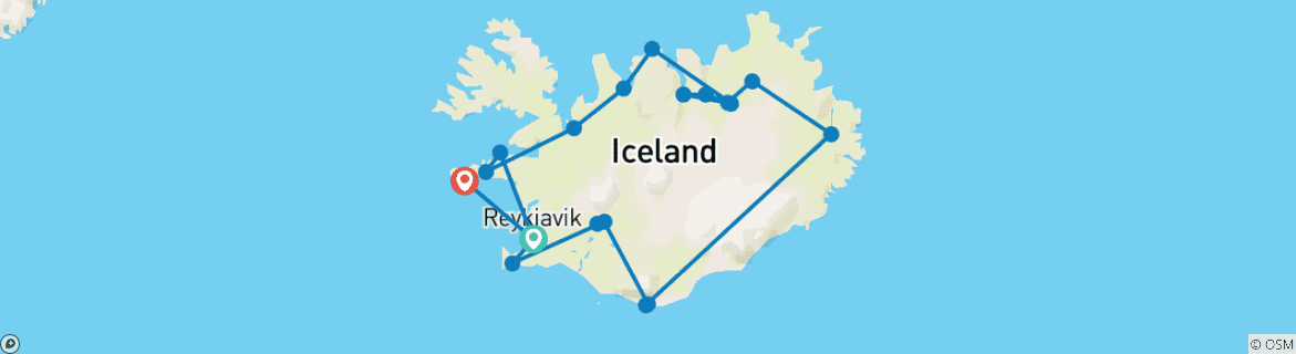 Carte du circuit Explorer l'Islande