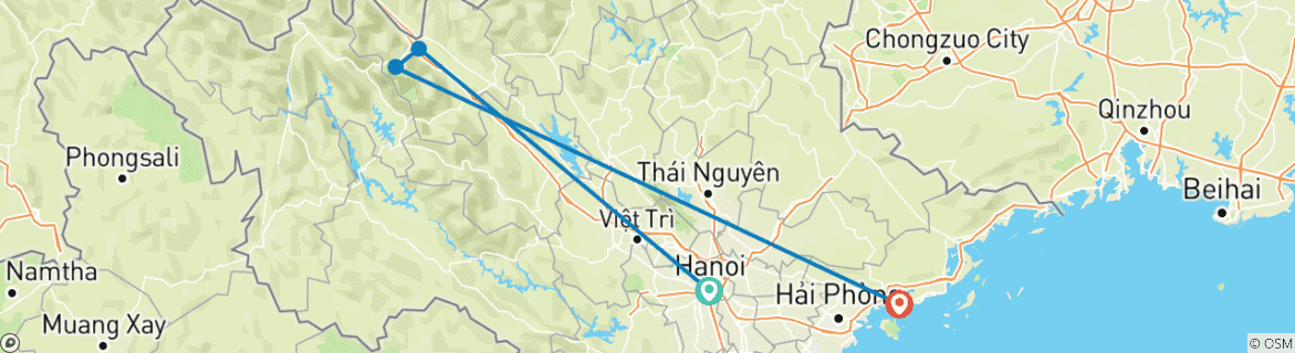 Map of Northern Vietnam Tour From Hanoi To Sapa, Halong Bay