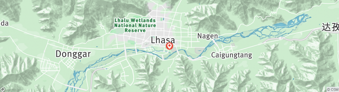 Map of Tibet Lhasa Tour 4 Nights 5 Days