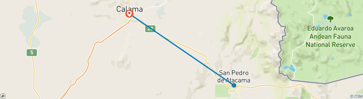 Map of 4-Days Discovery @ Atacama Desert