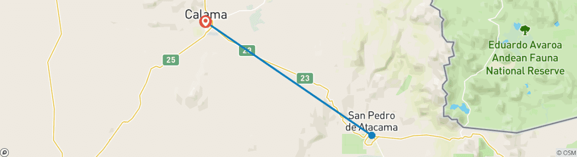 Map of 3-days Discovery @ San Pedro de Atacama