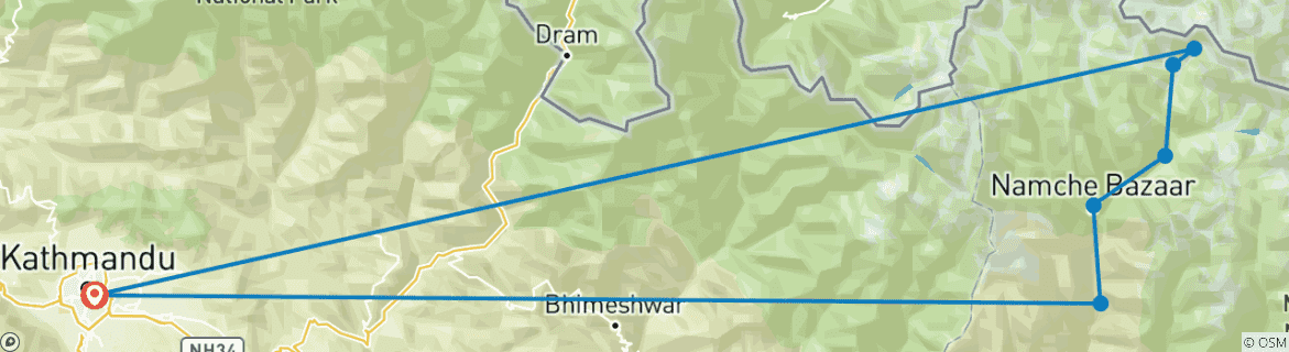 Foto van een kaart met de route van de rondreis