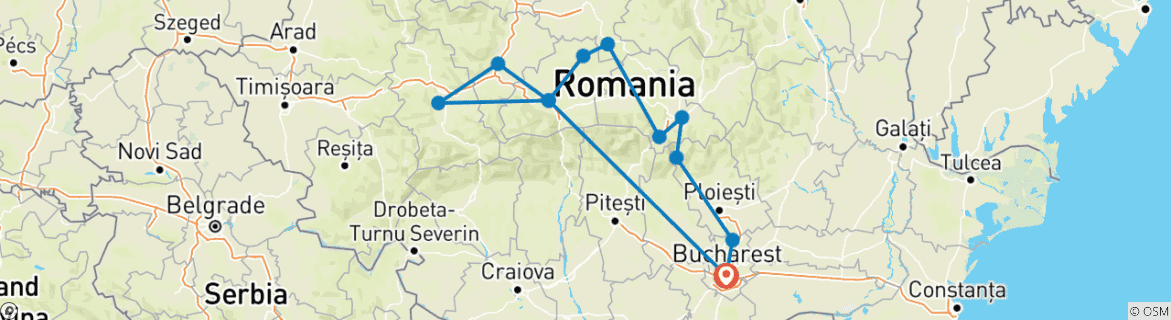 Map of In the footsteps of Count Dracula - Escorted tour