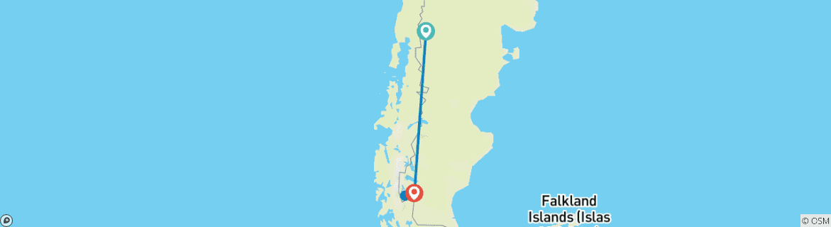 Carte du circuit Argentine : Bariloche et; Calafate ou Viceversa - 5 jours