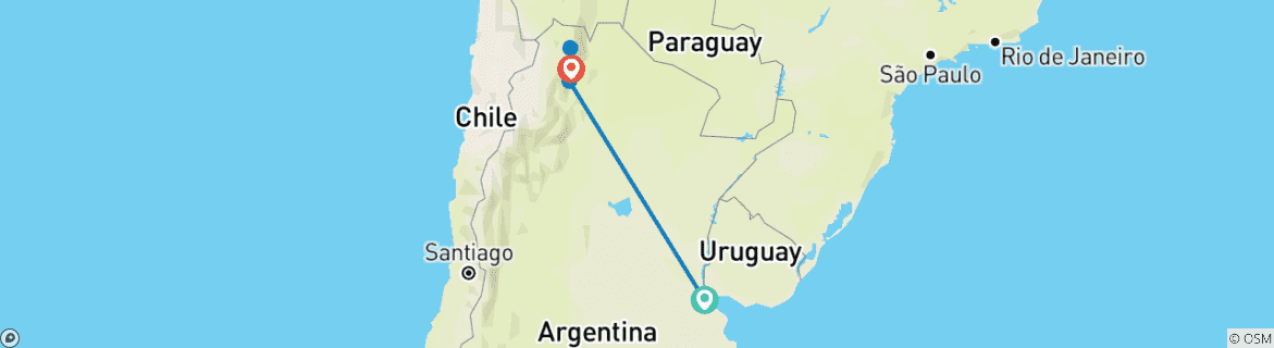 Karte von Argentinien: Buenos Aires, Salta & Jujuy oder umgekehrt - 7 Tage