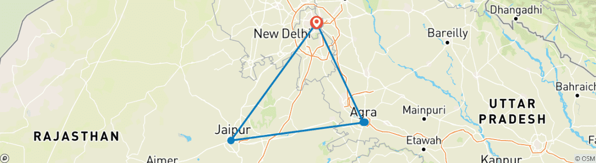 Karte mit der Reiseroute